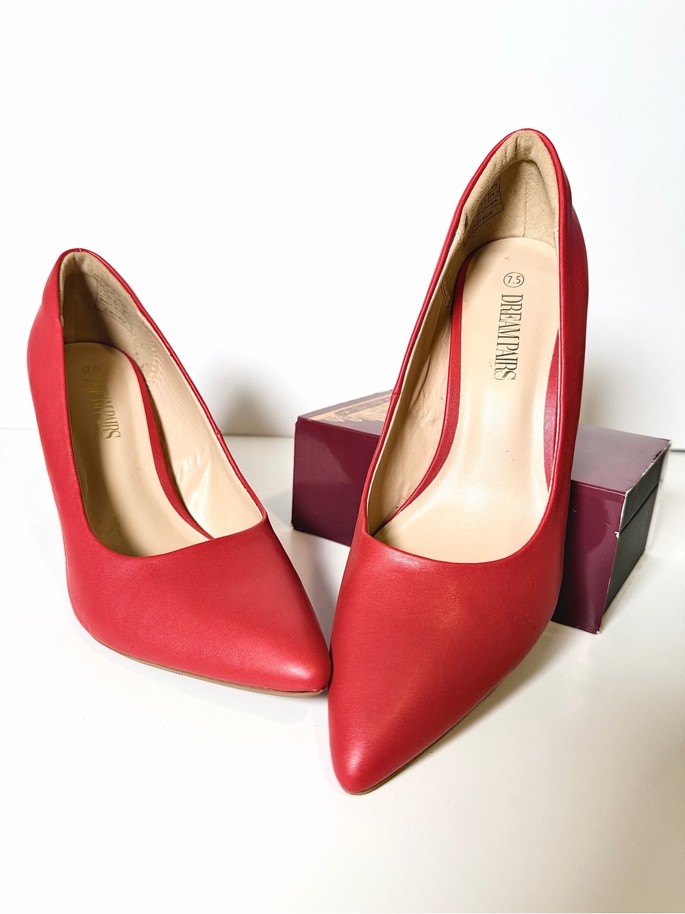 Dream Pairs Red Pointed Toe Pumps